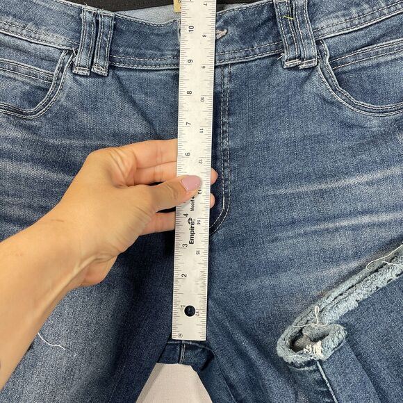 Democracy Jeans Women 12 Blue Ab Technology Denim Straight Stretch Raw Hem - Picture 7 of 12